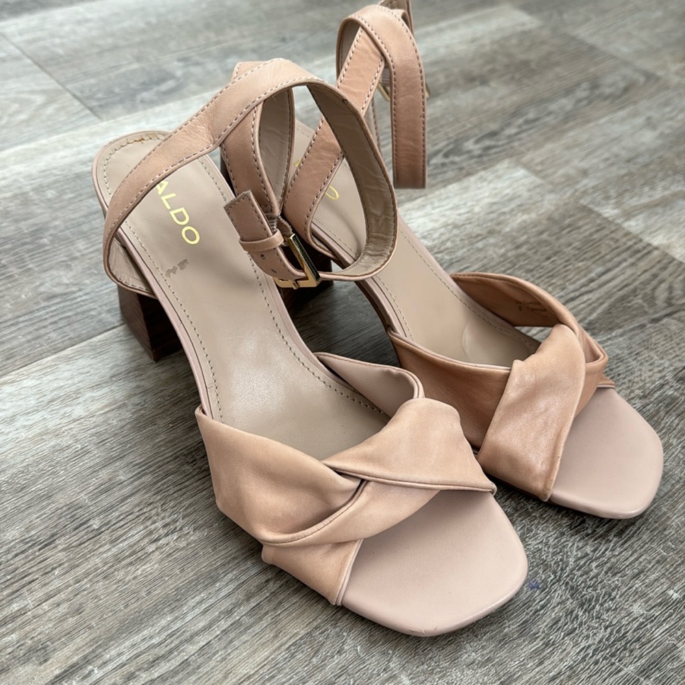 ALDO nude low heel with ankle strap